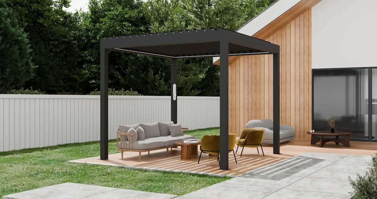 PergoMaxx Motion ručna bioklimatska pergola s patentiranim mehanizmom zakretnih lamela